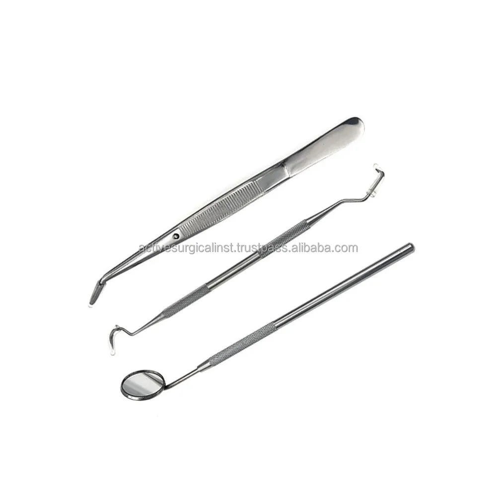 Factory Wholesale Dental Examination Basic Kit / Stainless Steel Surgical Hygiene Dental Tool Kit Set of 3 Pcs Autoclavable