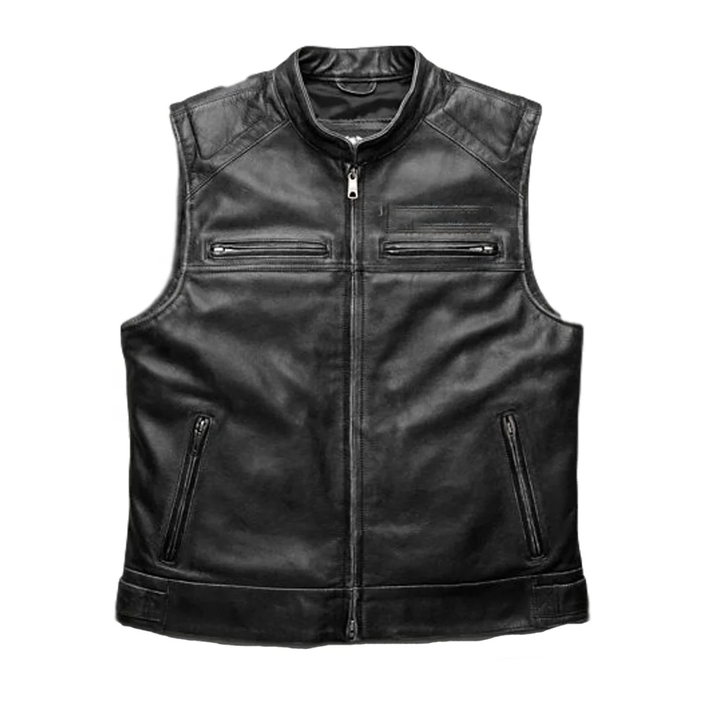 Wholesale High Quality Stylish Classic Design Leather Vest For Men Available In Customize Colors