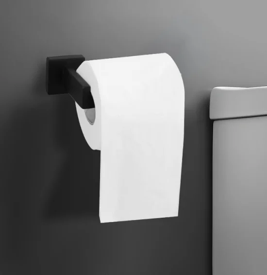 Minimalist Matte Black Stainless Steel Wall Mounted Toilet Tissue Paper Towel Roll Holder for Bathroom