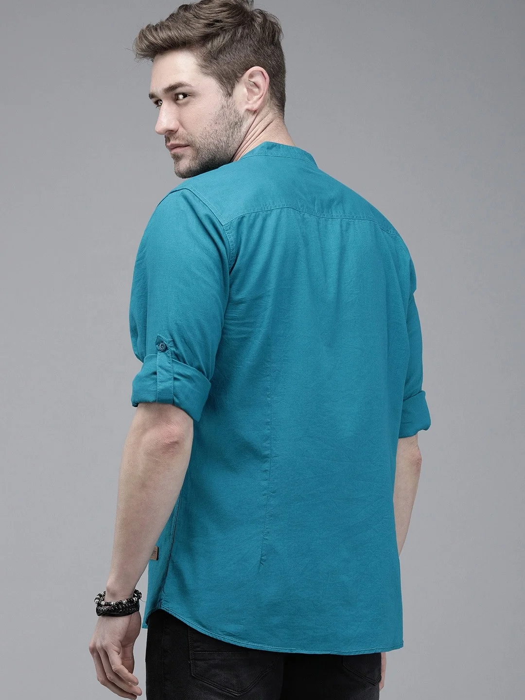 Мужские повседневные рубашки из 100% хлопка с длинным рукавом и пуговицами от производителя