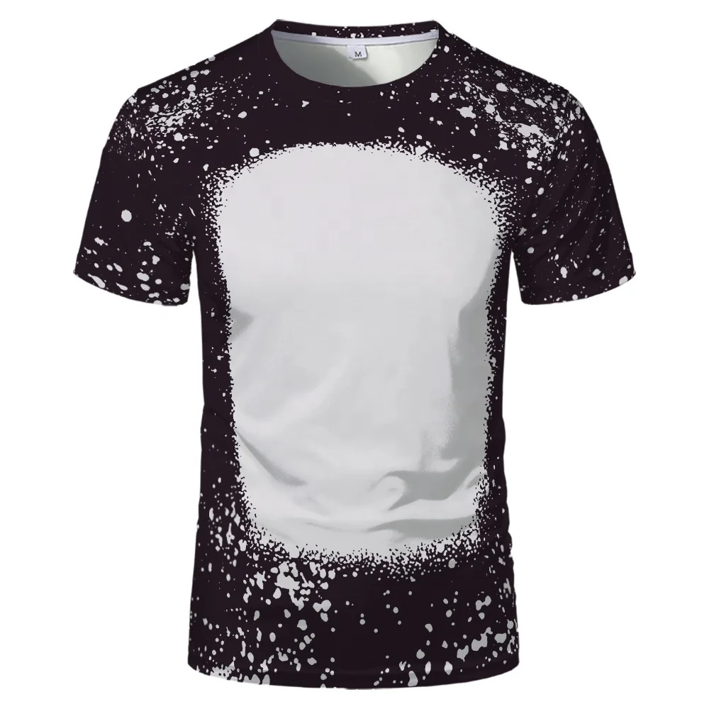 Wholesale Custom Printing 150g/200g Faux Bleached T-Shirt In Bulk, New 100% Polyester Sublimation Bleach T-Shirt Anime