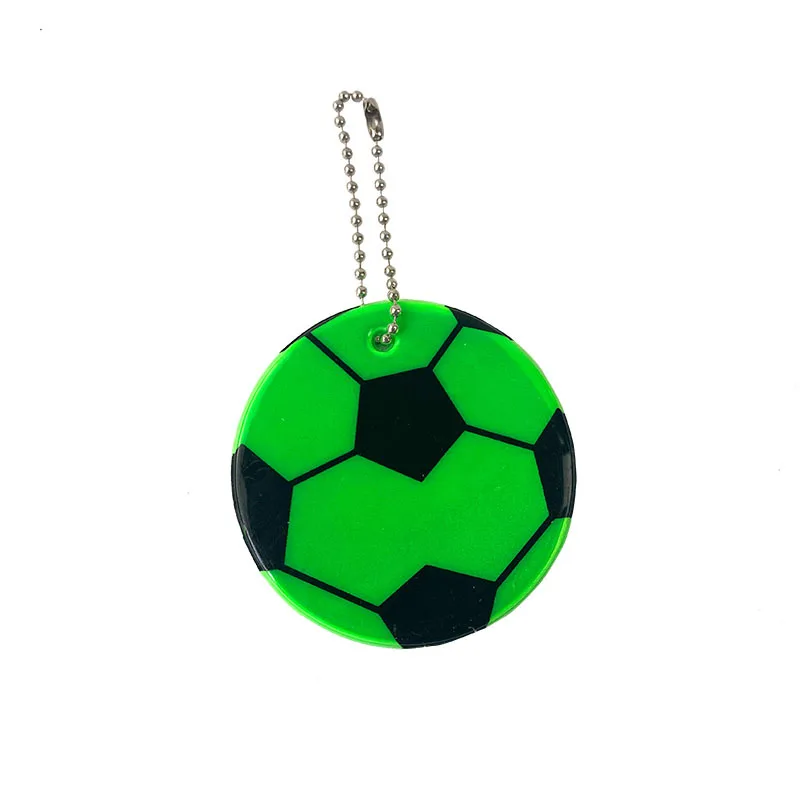 Custom High Visibility Safety Reflective PVC Keychain Pendant Football Soccer Reflector Charm Keyring for School Bag Backpack
