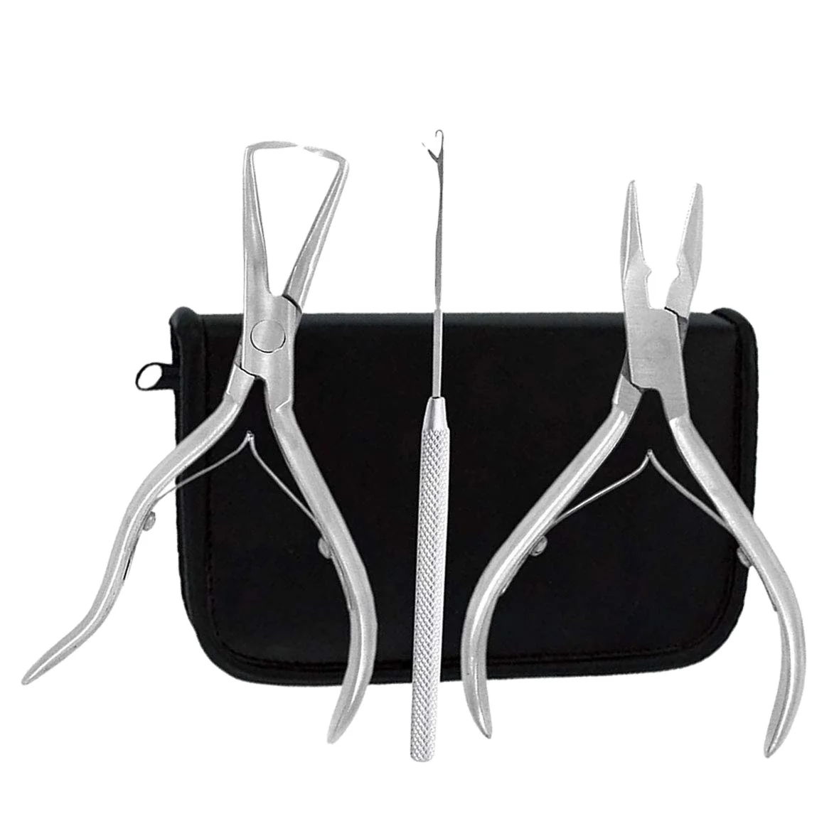 hair extensions tools clamp pliers needle 3 pcs tool kit for micro ring link bead human hair extensions polished steel