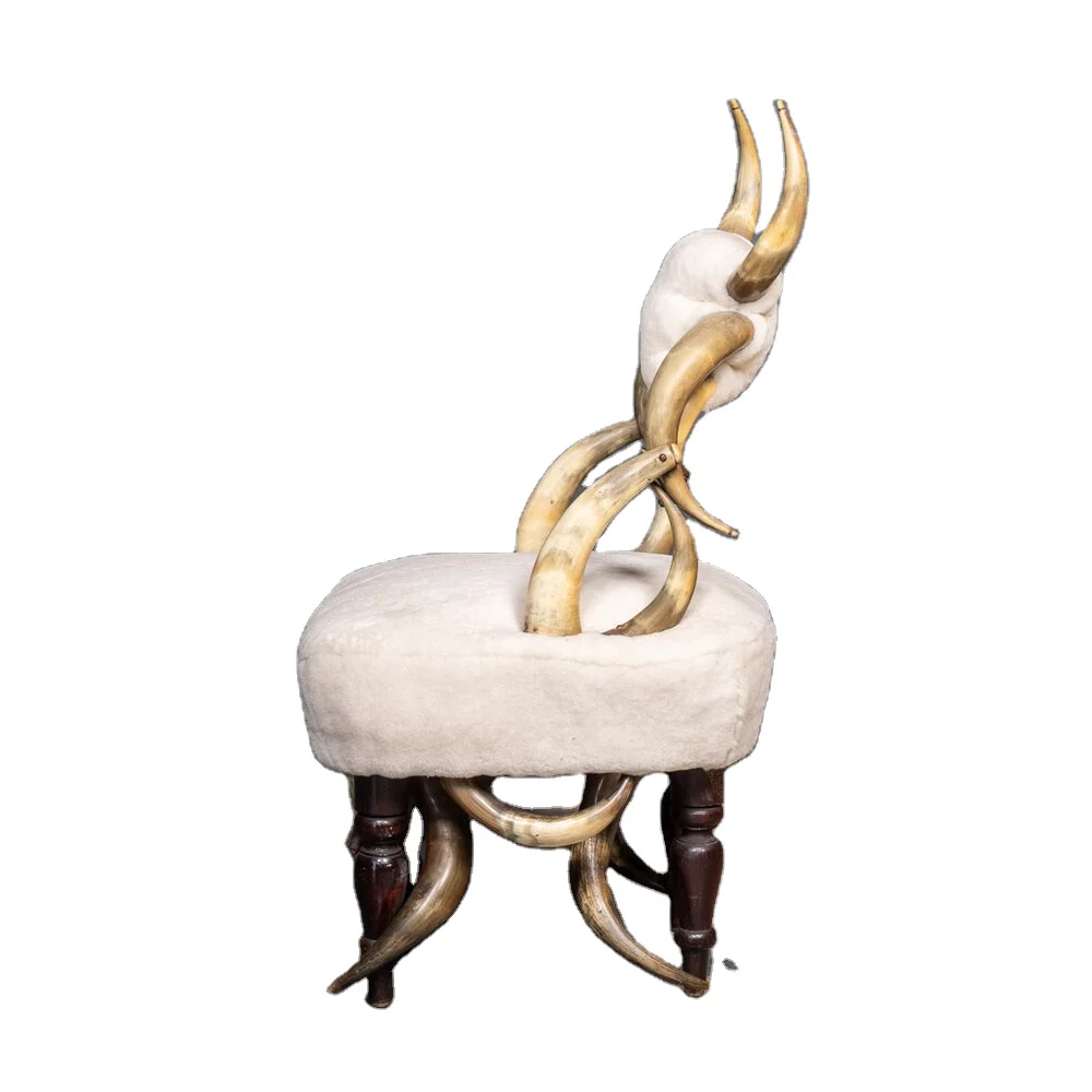 Ox Horn Chair Comfortable Cow Ox Horn Chair Designable and Antic Strong Natural Polished Cow Ox Horn Chair Indian Hand Crafted