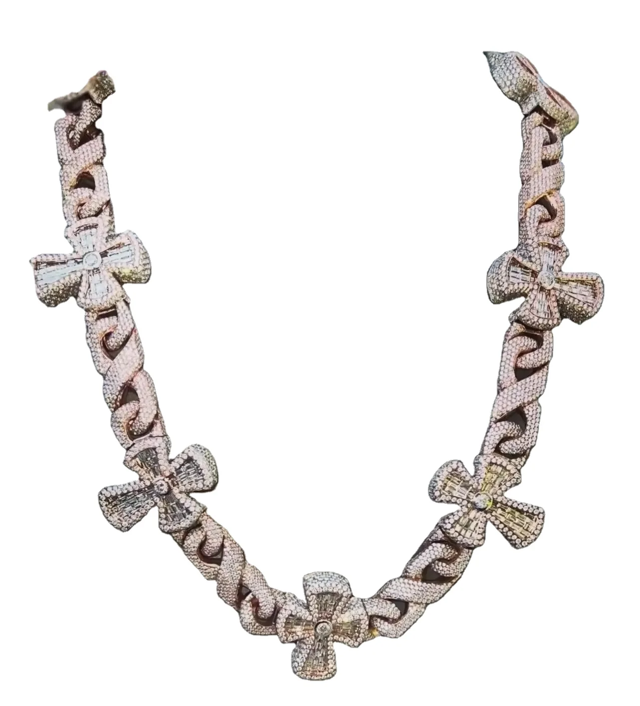 18 mm Heavy Baguette Moissanite Cuban Link Mens Iced out Rapper Chain with Stone and Multi Size Available Hip Hop Chain For Sale