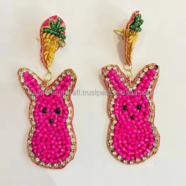 Handcrafted Seed Bead Fashion Earrings Embroidered Anniversary Orthodox Type Elegant Beaded Jewelry Design