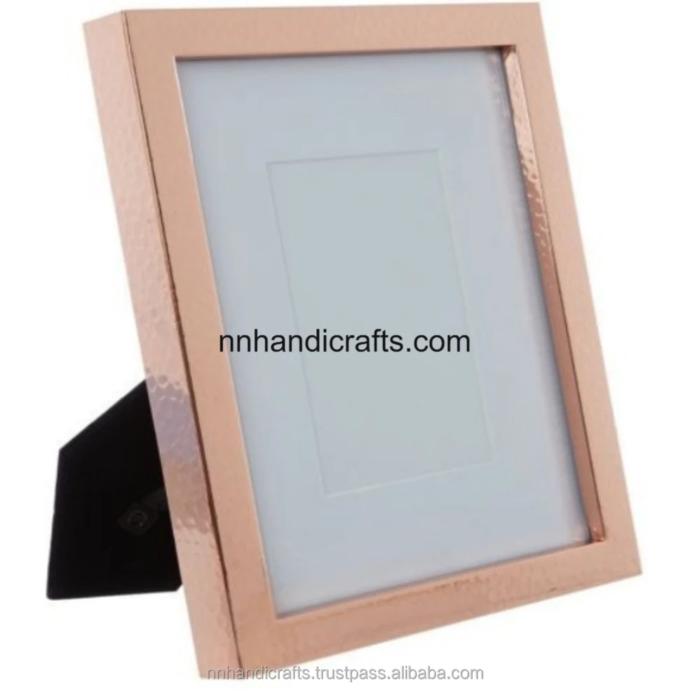 Wholesale Price of Steel Metal Rose Gold Rectangular Hammered Table top Photo Frame Document Frames Wall Frames Photo Holder