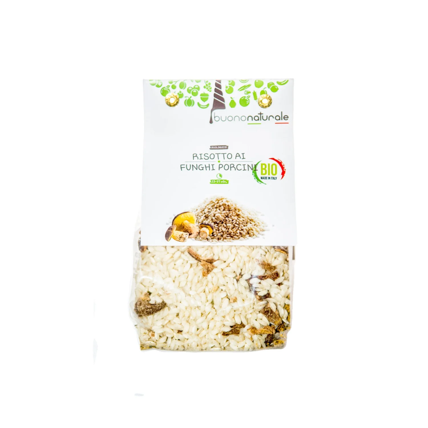 Risotto with porcini mushrooms ORGANIC 250g Vegan Gluten-Free Italian Meal for 3 in 15 Made from Carnaroli Rice dehydrated veg
