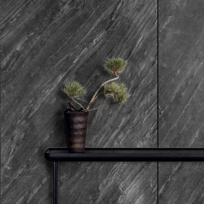 Ocean Black Thin Flexible Veneer Sheet 100% Natural Split Stone Slab Interior Exterior Wall Cladding