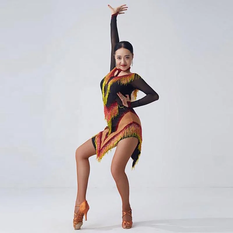 L-2124 Best selling sexy Latin dance dress sexy Latin competition Salsa dance dress Chacha Samba Rumba dress for adult