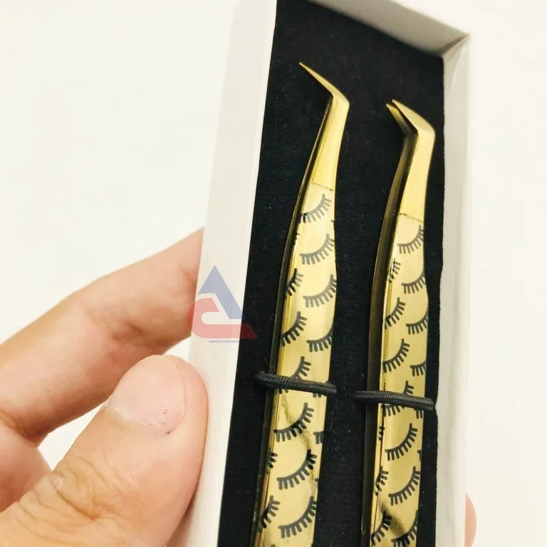 High Quality Custom Logo Printed sustainable Steel Eyelash Extension Tweezers Transparent Eyelash Paper Pointed Tip Type