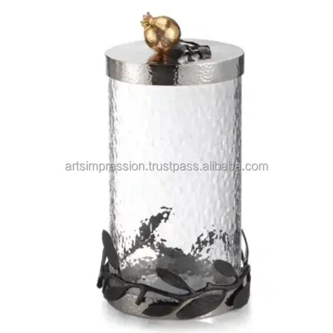Metal Lid for kitchen Ware Accessories Tea Storage Container Metal and Glass Jar With M and Fruit Candy Designer  Best Quality