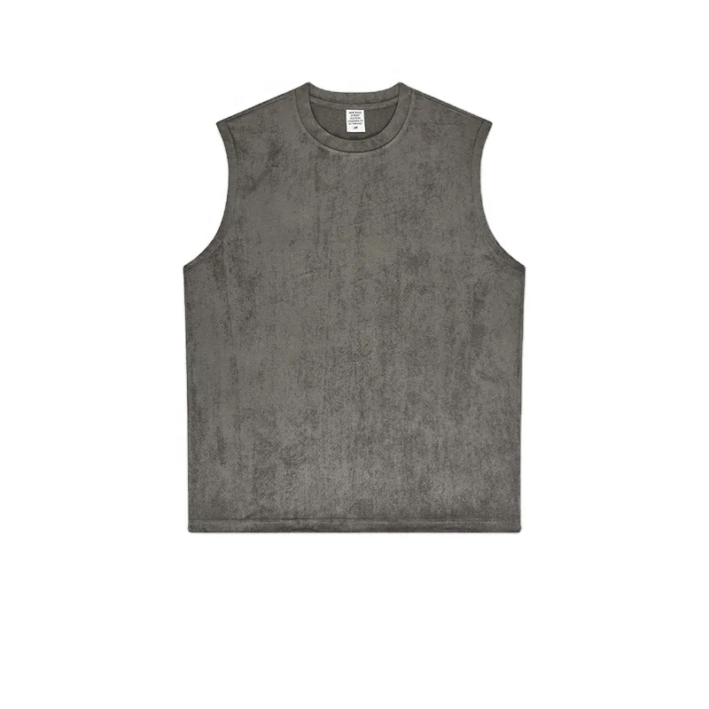 Custom High Streetwear Sleeveless Tee distressed sleeveless t shirt Vintage  acid wash sleeveless t shirt thick collar t shirt