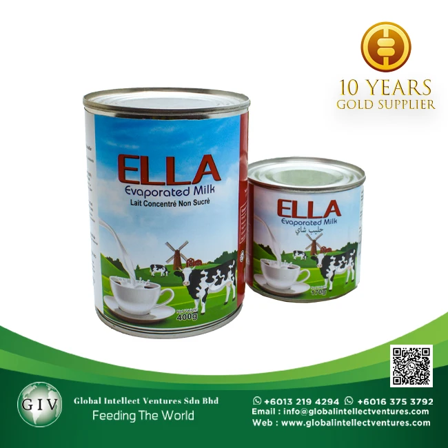 ELLA Full Cream Evaporated milk with 2% protein for Coffee/Tea and baking best products from Malaysia 390g,500g,1kg.