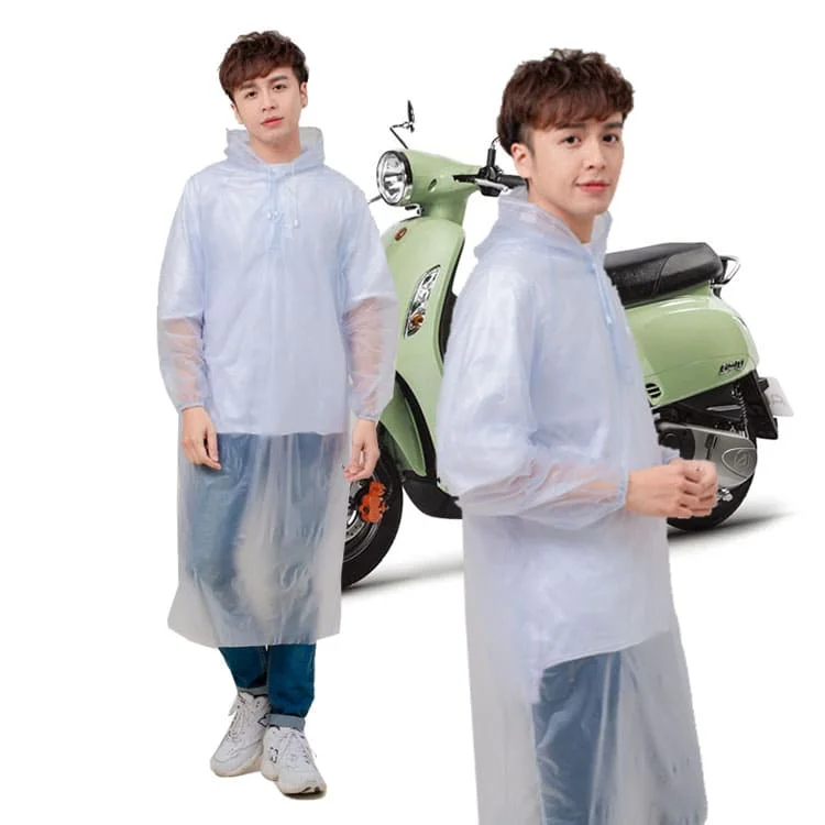 OEM Long Type Waterproof Rainproof Semi White Lightweight Rainwear Waterproof Rain Jacket Transparent Motorcycle Raincoat