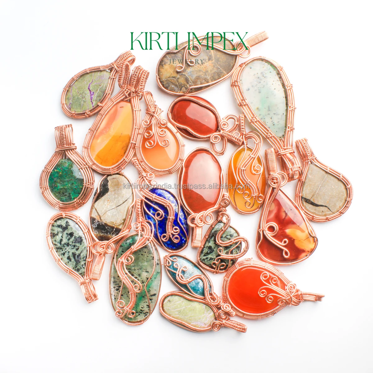 Оптовая продажа ожерелье ручной работы с подвеской из медной проволоки в виде смешанных кристаллов Винтажные Украшения целебными подвесками