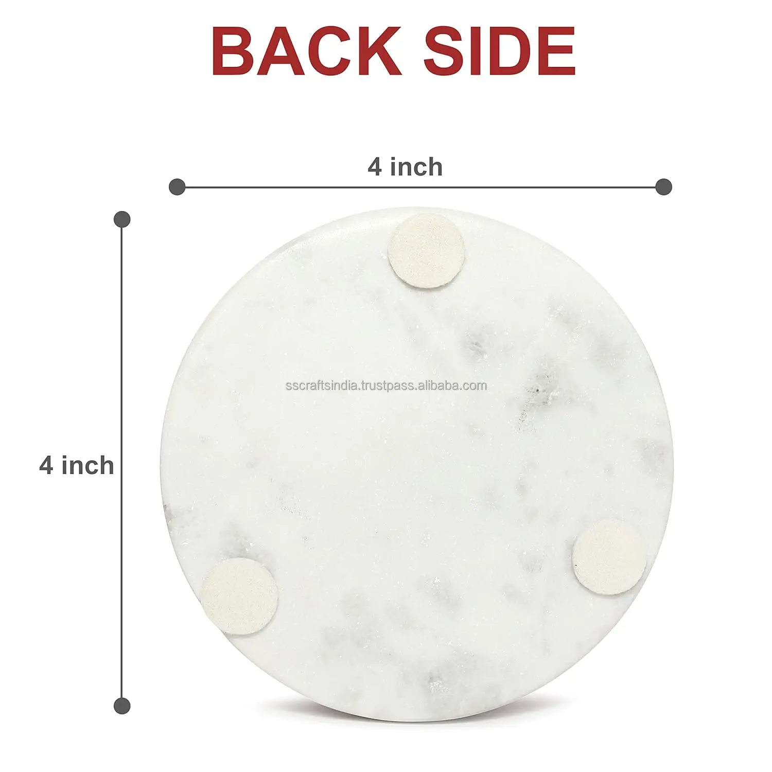 Marble Coasters Set of 4 with Brass Insert Round 10 cm X 10 cm Heat Resistant Drink Tea Coasters Natural Wood And Marble Indian