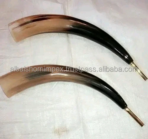 cow ox large blowing Horn Classic highly Sounding Battle Sound Cattle with leather strip bugle horn shofar from India wholesaler