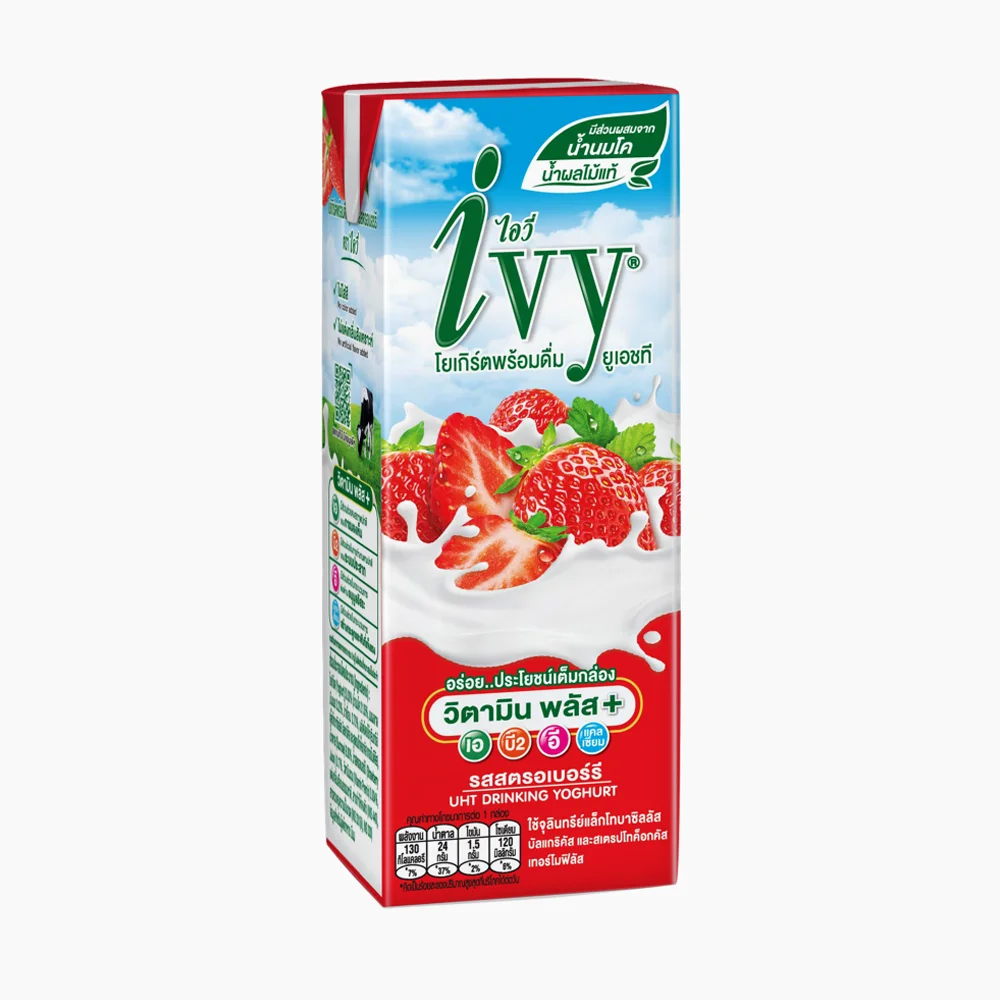 Ivy UHT Yoghurt Strawberry 180 milliliter Vitamin Plus Best Valuable Price Product With High Quality Thailand