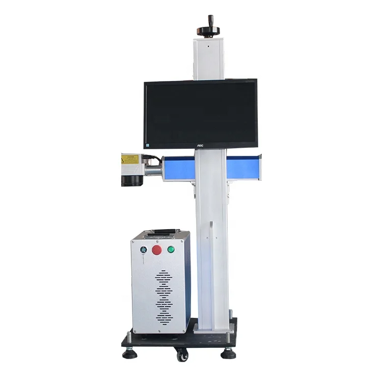fiber laser marking machine for PVC plastic pipe and PE cable 20W 30W 50W flying fiber laser marking machine