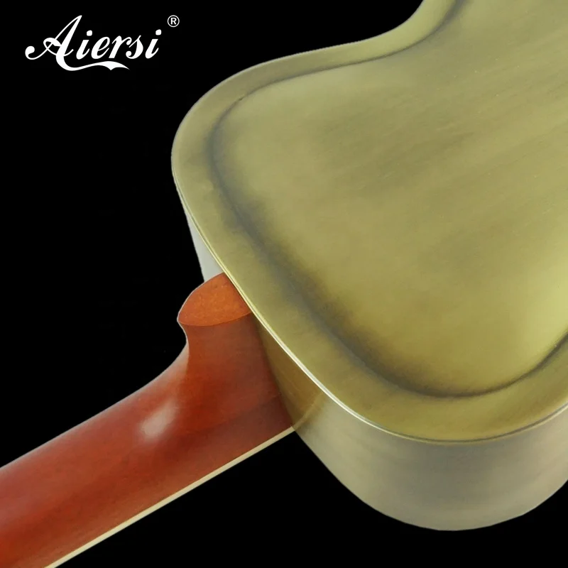 China Aiersi Brand Style O  Gloss Brass Body Cutaway shaped Blues Slide  Dobro Resonator guitar
