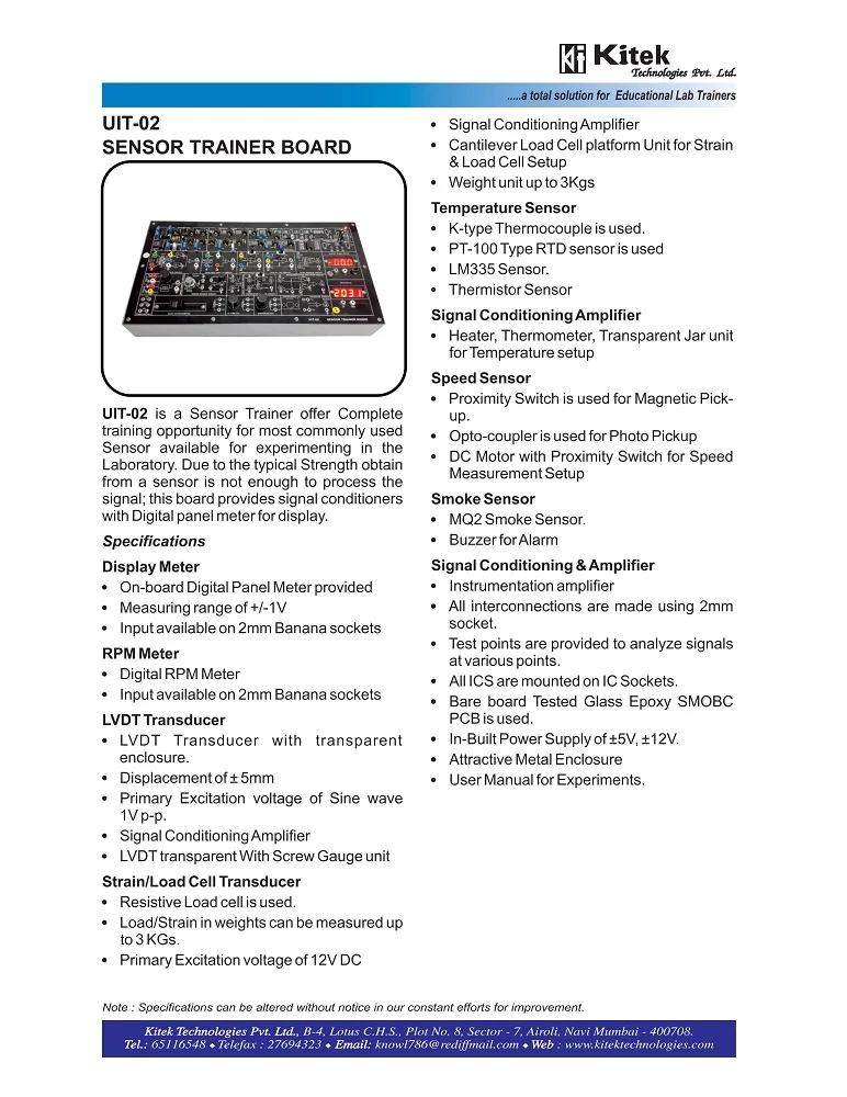 INSTRUMENTATION TRAINER  PRESSURE SENSOR TRAINER Vocational Education School Lab Training Equipment