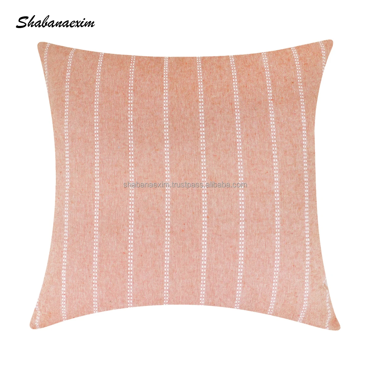 Sustainable Green Blue Dobby Striped Lumbar Woven Cushion Cover Customized Handmade  Bed Pillow Cover 20 inch x 20 inch