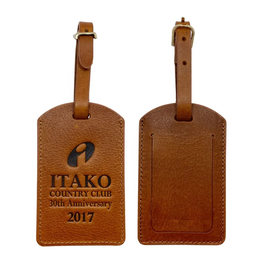 custom debossed logo travel agency souvenir giveaway leather luggage tags