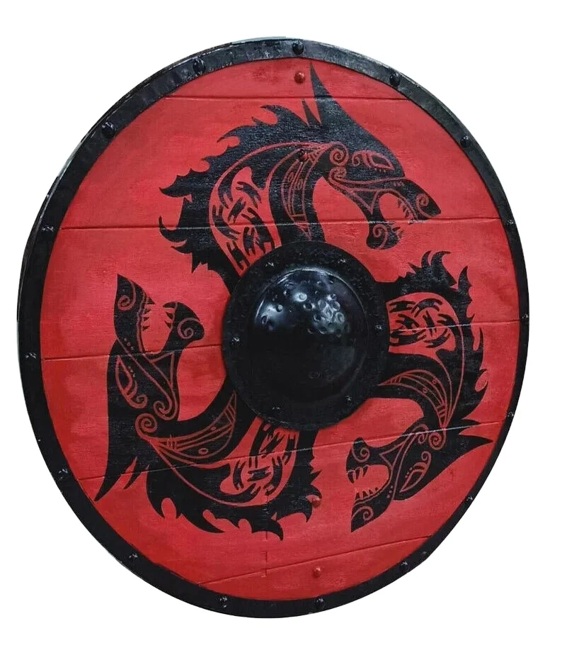 Medival Viking Armour Designer antique vintage handmade Shield Fully Functional Medieval Shield for Battl Red