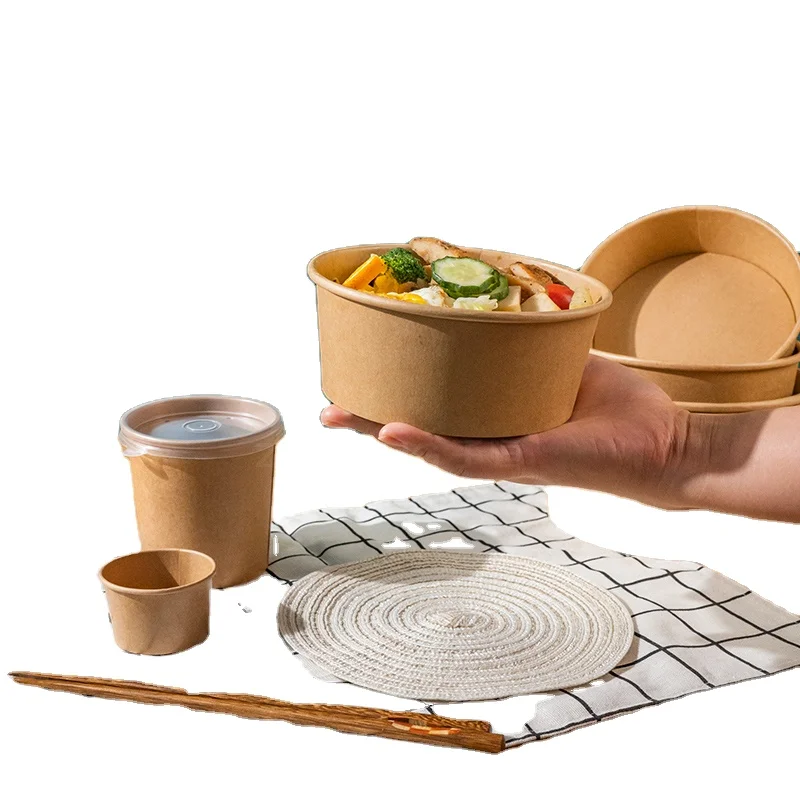 ZI HENG 500 мл 750 мл 1000 мл 1100 мл 1300 мл одноразовые Биоразлагаемые PLA покрытые водой крафт-салатницы