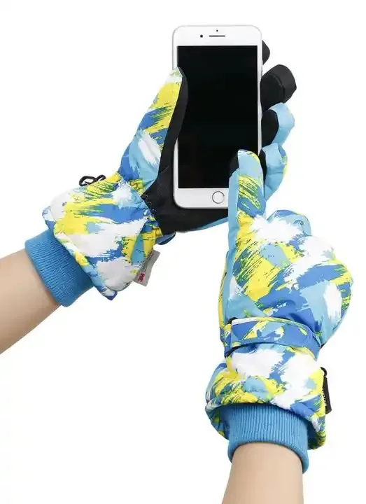 Canadian Fashion Children Ski Gloves Winter Outdoor Snow Ridding Hiking Printing Kids Ski Gloves