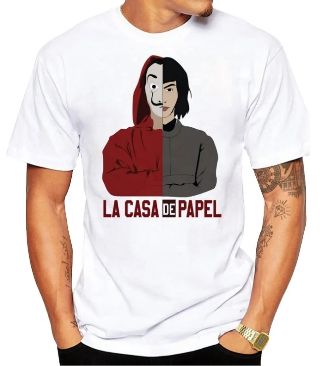 Wholesale T shirt men Funny Design La Casa De Papel Money Heist Tees TV Series Tshirts Men Short Sleeve House of Paper T-Shirt
