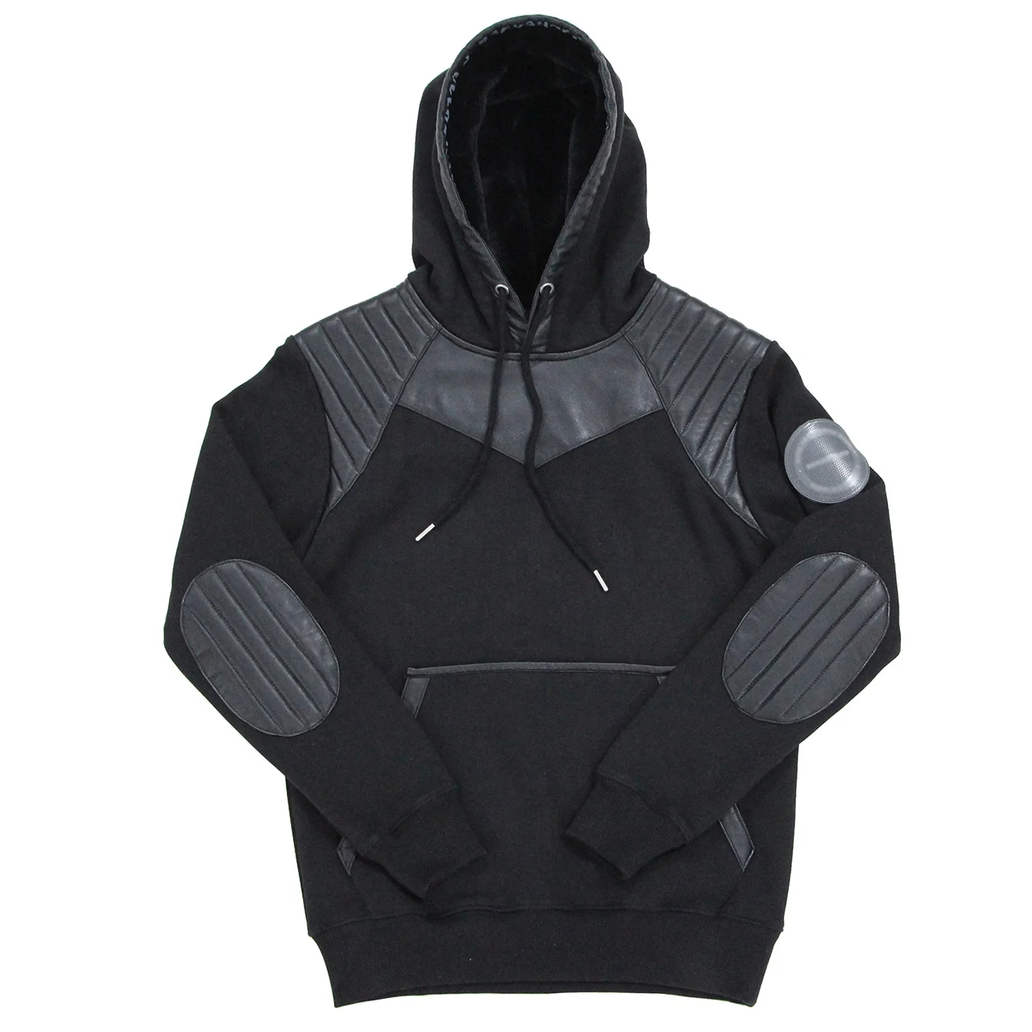  Индивидуальный дизайн OEM оптовая цена сделанный на заказ пуловер флисовая толстовка с кожаными нашивками