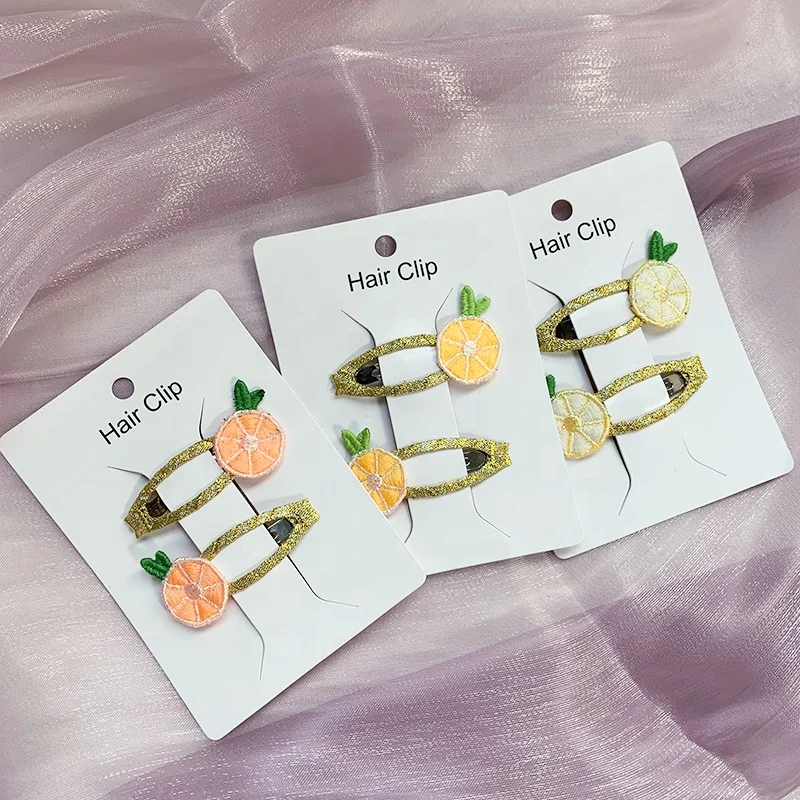 Wholesale Custom Hair Accessories Toddler Girls Snap Bow Clips Baby Hair Snap Clips with Lemon Decor