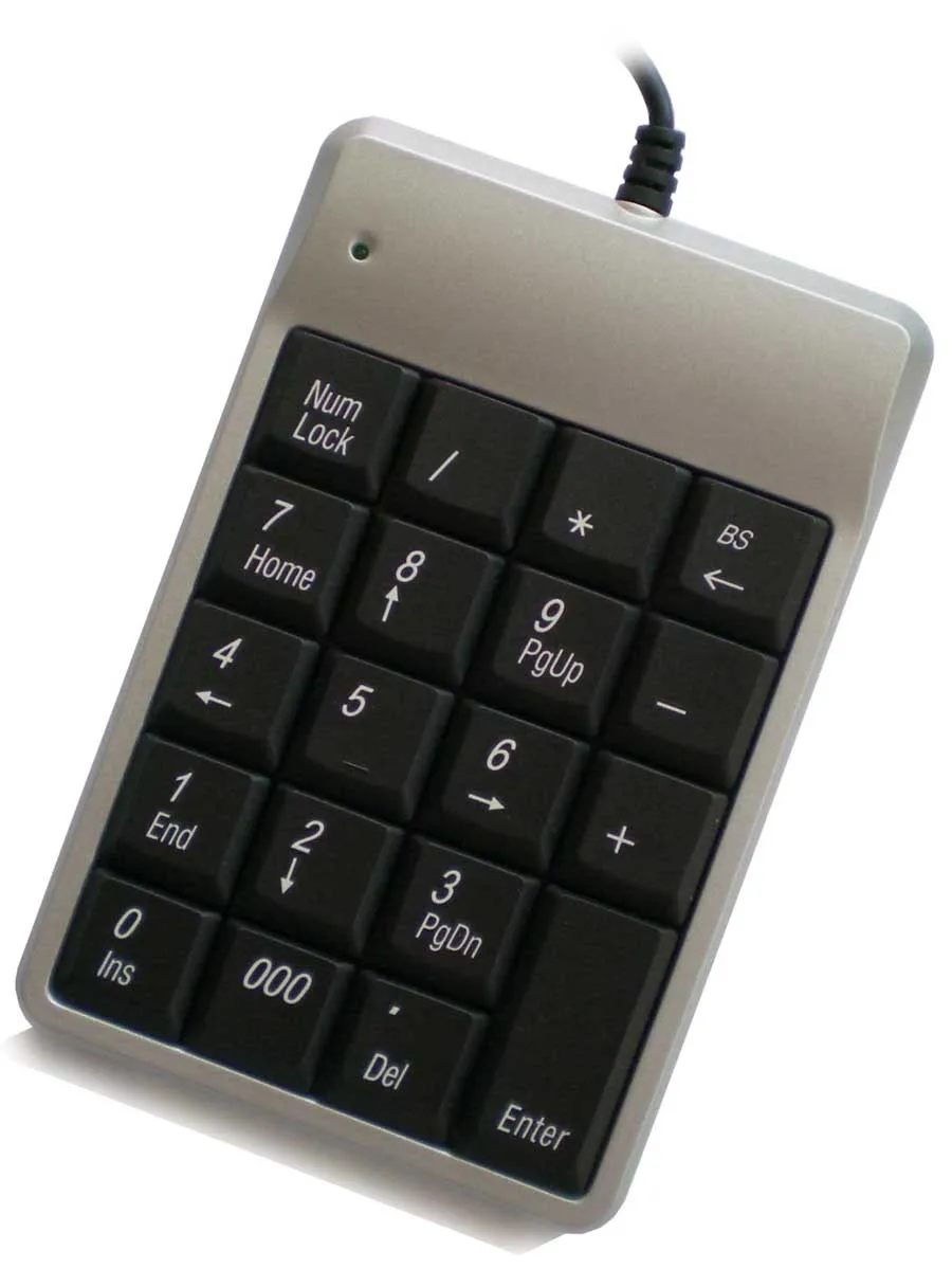 Hot Sale Slim Number Pad Mini Numeric Wired 19 Keys Keypad for Laptop PC