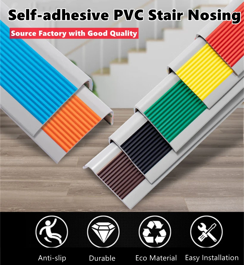 Rubber Stair Corner Trim, Non-Slip Step Tread L Shape Stair Edge Protector