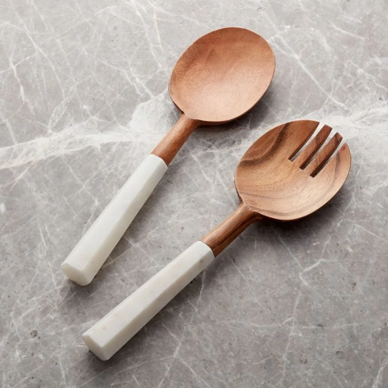 Best Quality Handmade  Acacia Wood and Resin Salad Server for Serving Salad Fruit
