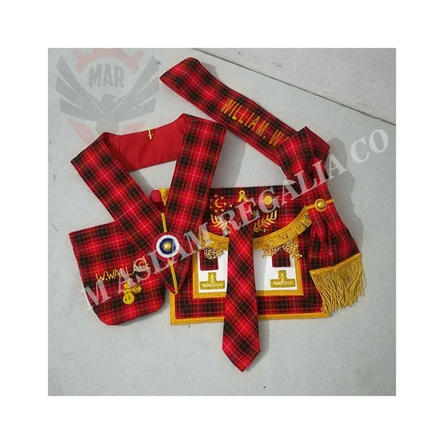 Scottish rite WM Apron Collar Sash Tie Collection pouch complete set