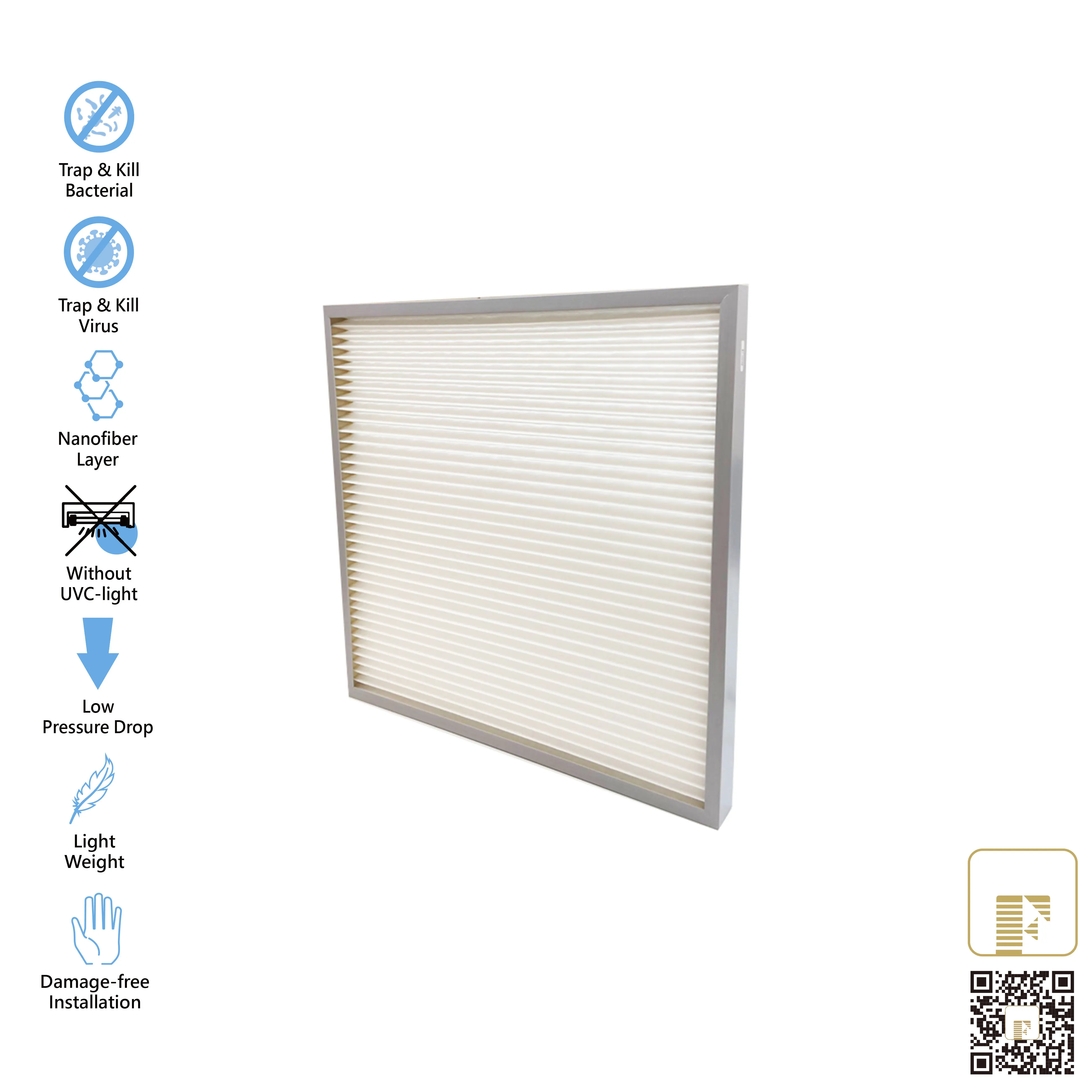FC510 -595x595x20 mm Pleated Air Filter FPTU Hvac Filter For Ventilation System High Efficiency MERV11 Fan Coil Unit