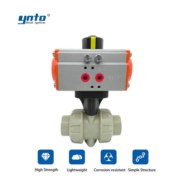 YNTO Pneumatic double acting PPH ball valve Socket type