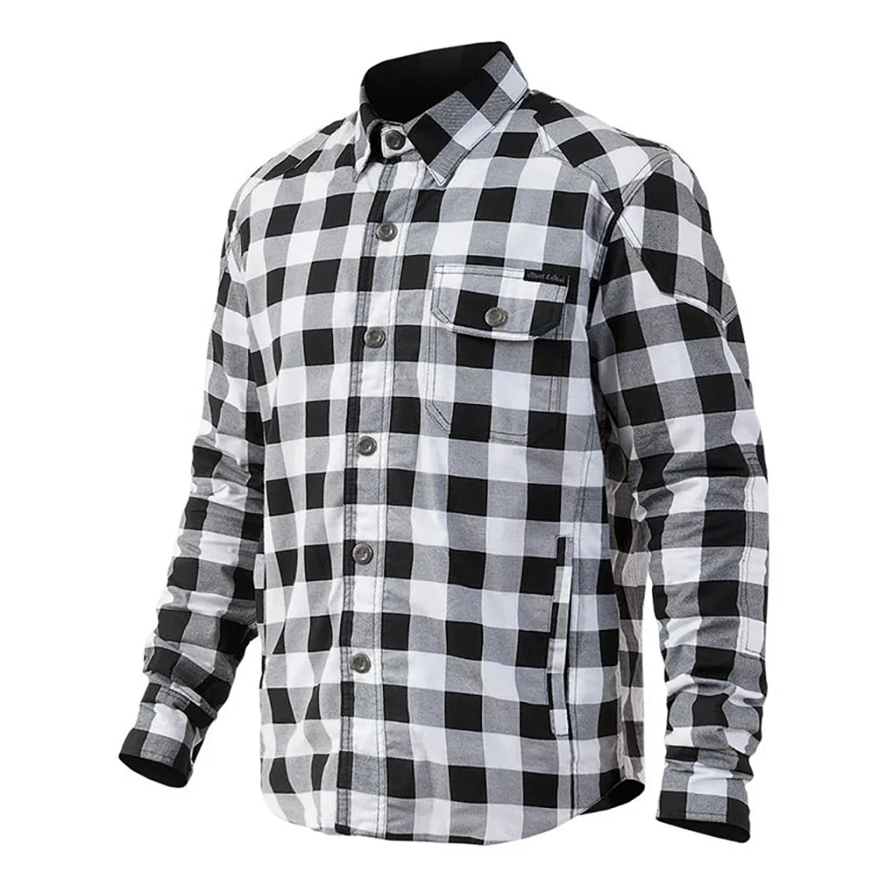 Motorcycle Flannel Shirt for Biker Men - CE Armor Protection with Multiple Pockets