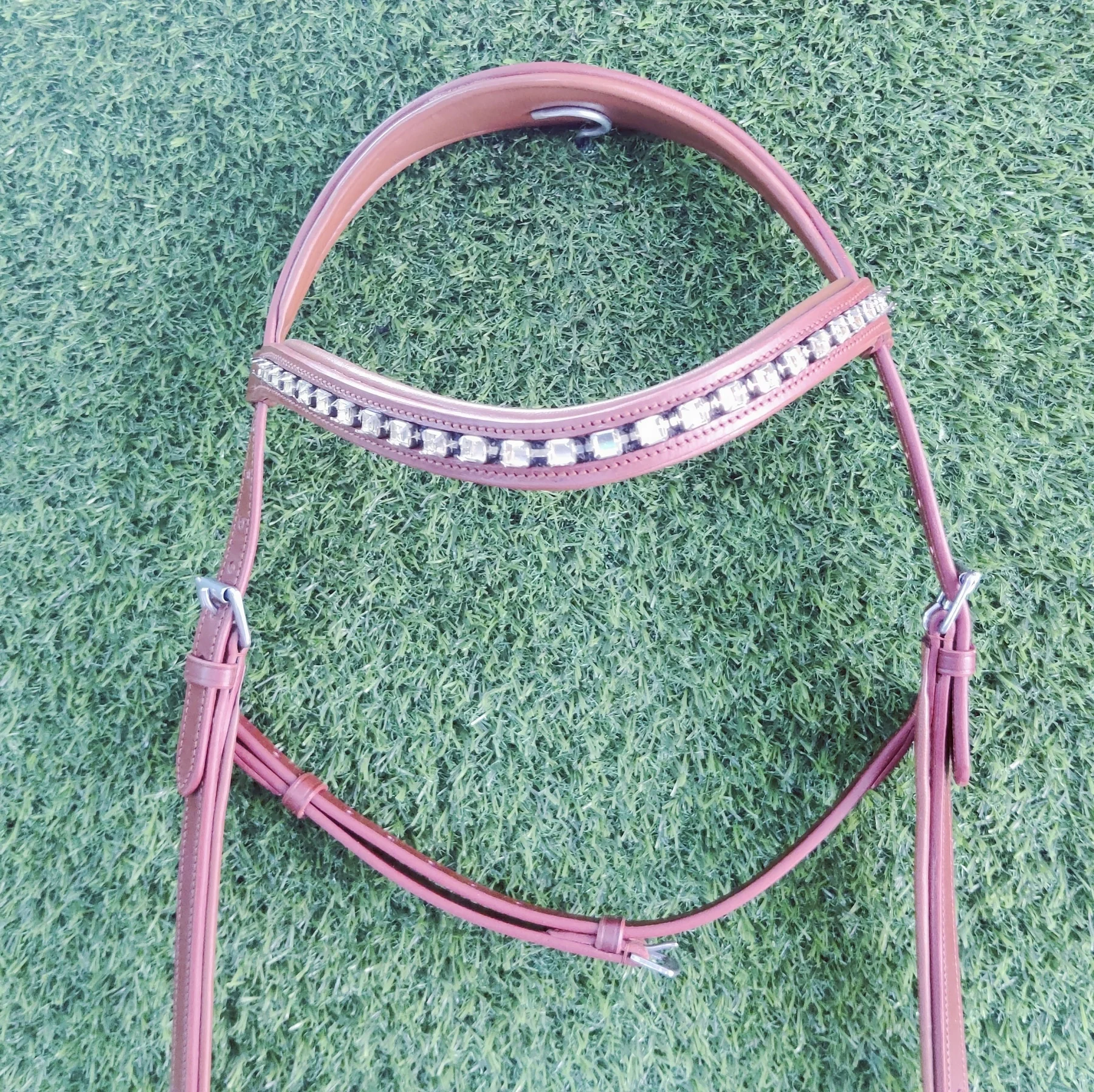 Кожаная Конская уздечка коньяк цветная micklem с пустой цепочкой 8 мм кожа для верховой езды