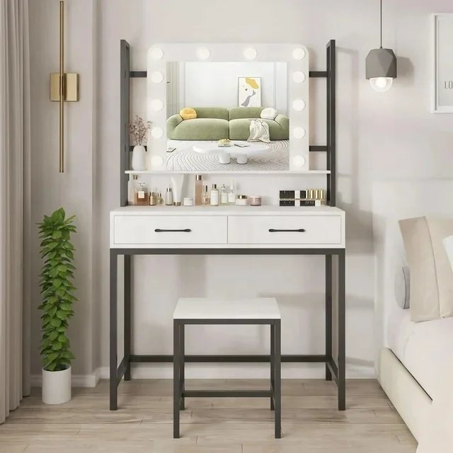 Smart Furniture Modern Simple Multi-functional Princess Dressing Table Side Cabinet Vanity With Mirror Chair Smart Table