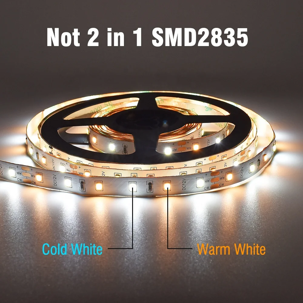 High CRI 97 SMD 2835 tunable white led strip 1800K to 6500K CCT Adjustable LED Strip Light