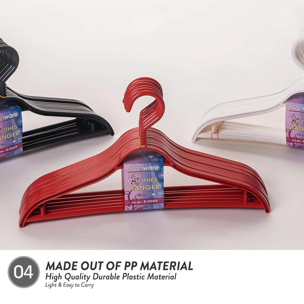 Elianware Customizable Multicolor PET Plastic Clothing Hanger Set Wire Fabric Injection Technique T-Shirts Scarf Organizing