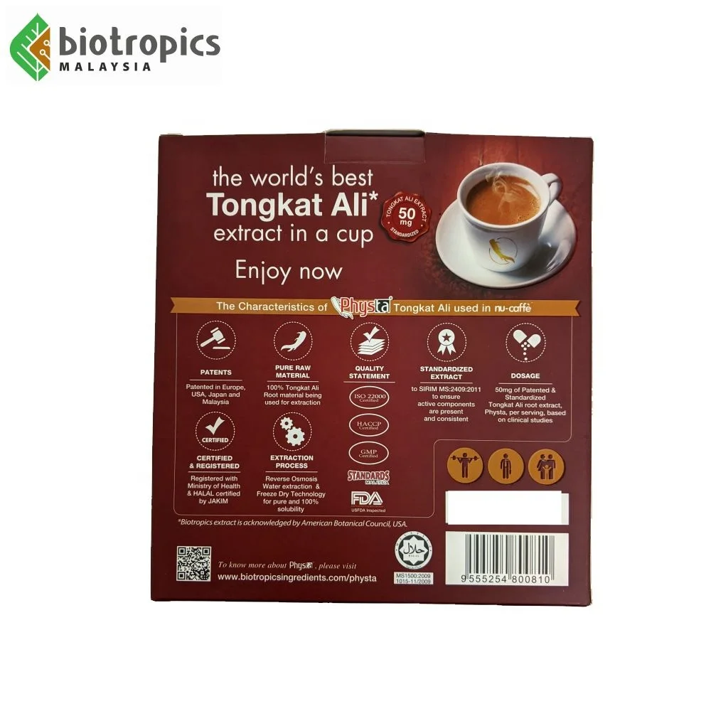 Premium Quality Nu-Caffe 15s Functional Drink Arabica Coffee and Malaysia Tongkat Ali Herbal Extract of  Energy Drinks for sale