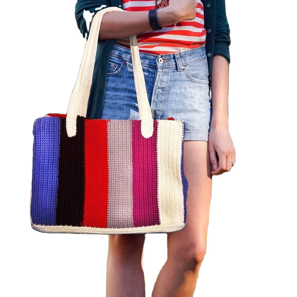 Wholesales PP Crochet Yarn Bag Crochet Yarn Tote Bag Women Hand Bags