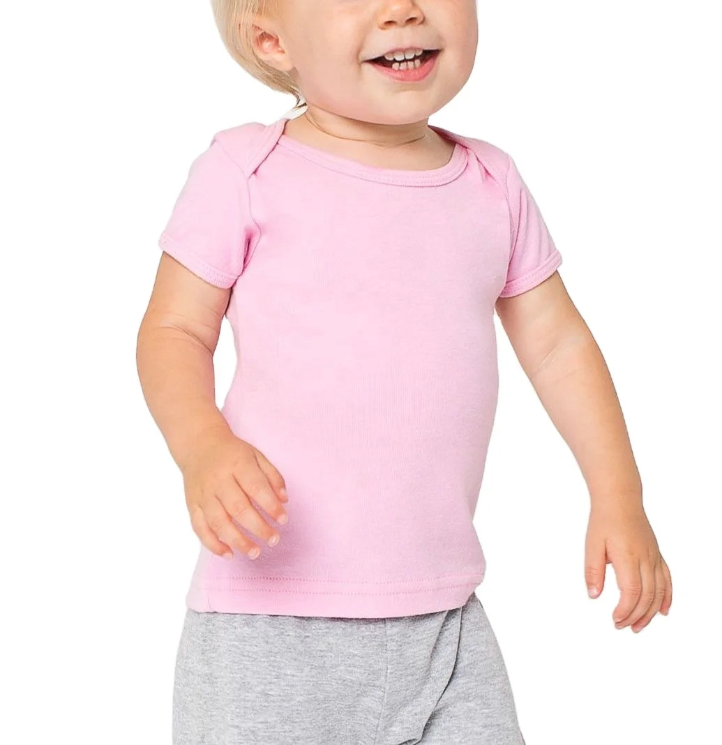 Baby T shirt tops clothes 100 % cotton plain dyed basic summer wear t shirts toddler kids Unisex solid color organic tees