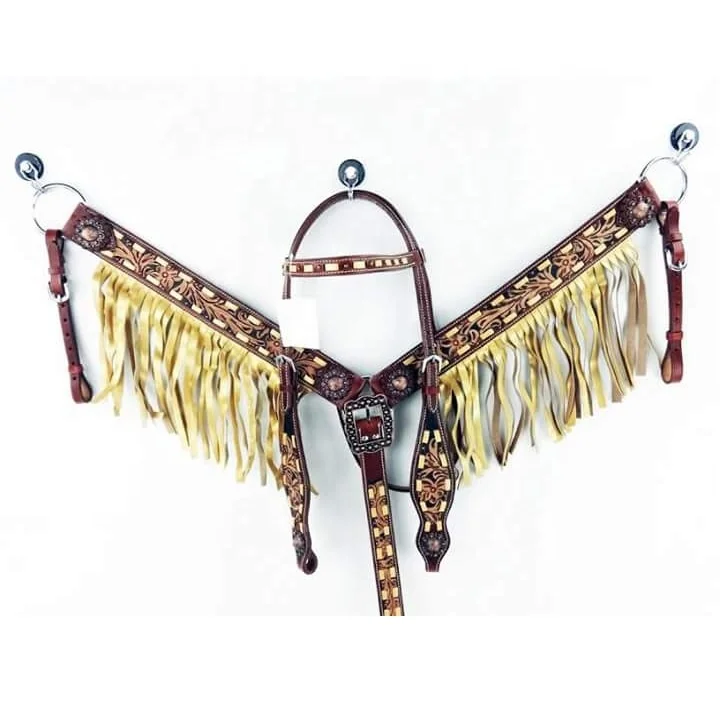 Best Prices 100% Real Genuine Argentina Cow Leather Made Western Horse Headstall Breast Collar Set For Sale