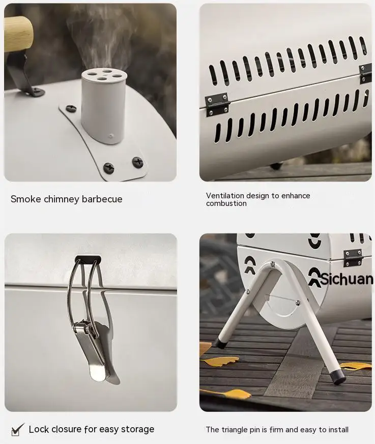 Portable Outdoor BBQ Charcoal Stove Double-sided Camping Stainless Steel Grill charcoal grills